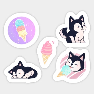 Husky and Icecream Sticker